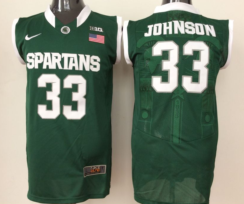NCAA Men Michigan State Spartans Green #33 johnson
